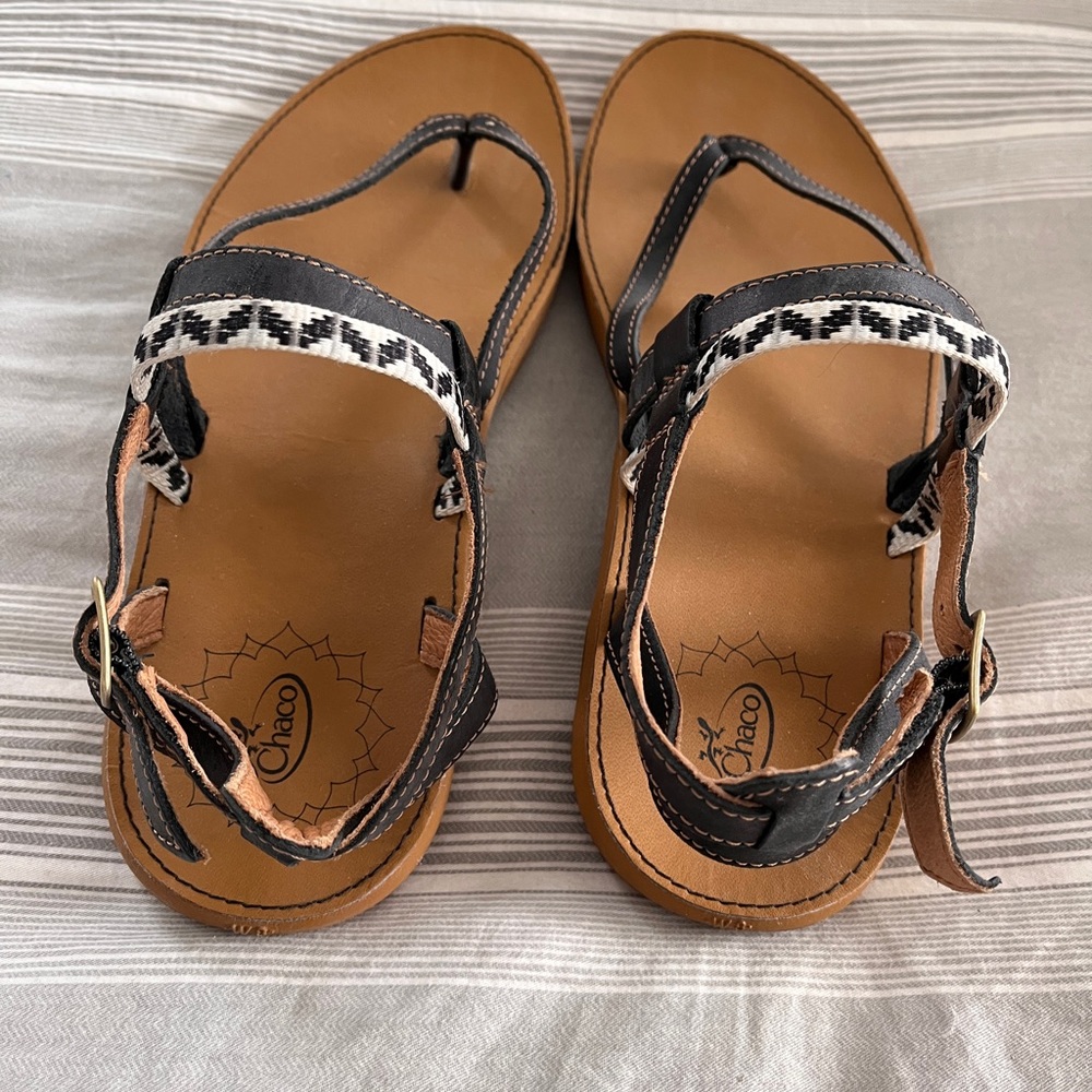 Chaco sandals black brown cream